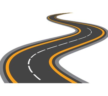 Asphalt road turning left isolated white background free vector 360x320